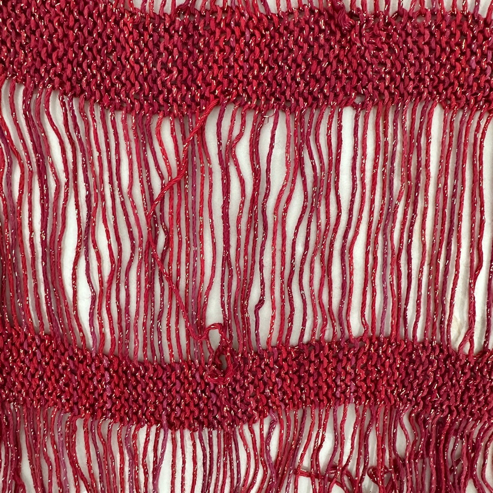Handmade Gorgeous Knit Red with Gold Shawl - Picture 8 of 8